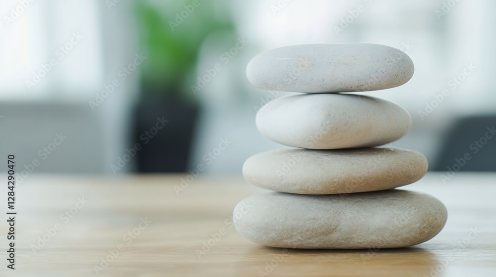 Four smooth zen stones stacked in perfect harmony symbolizing balance and tranquility for relaxation and meditation : Generative AI Four smooth zen stones stacked in perfect harmony symbolizing balance and tranquility for relaxation and meditation : Generative AI