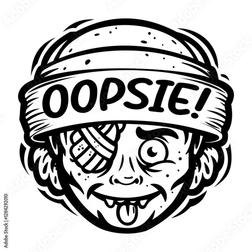 A glyph sticker of a character making an apology for his stupid mistake