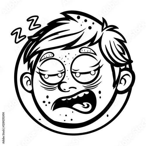 A glyph style sticker of sleepless boy