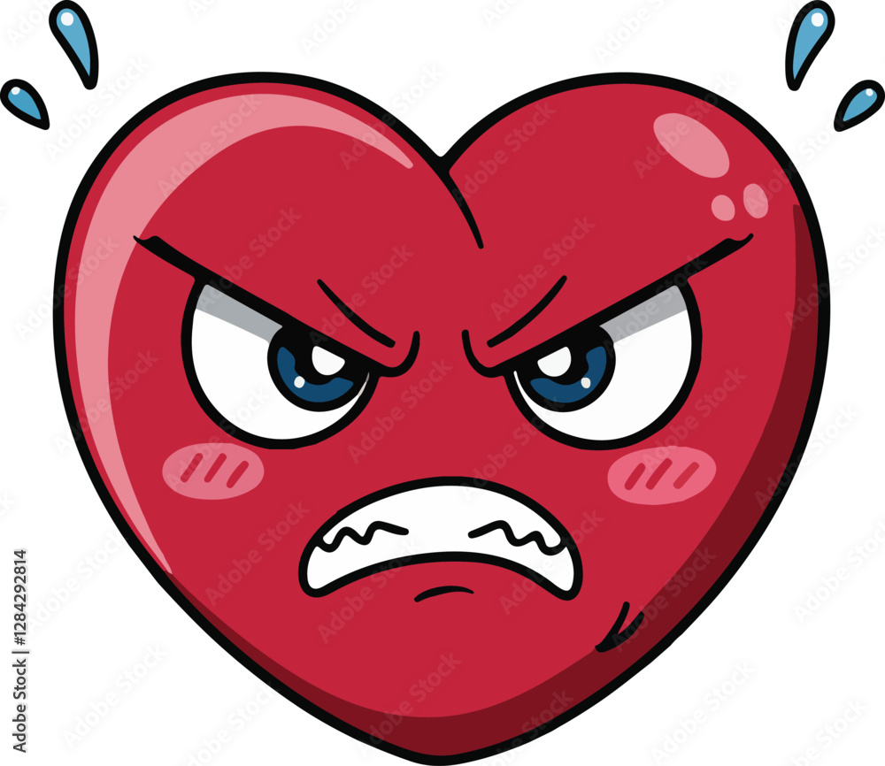 Adorable Heart Vector with an Angry Expression Adorable Heart Vector with an Angry Expression