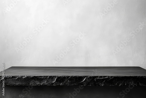 Empty black table top isolated on white background. For product display. High quality photo