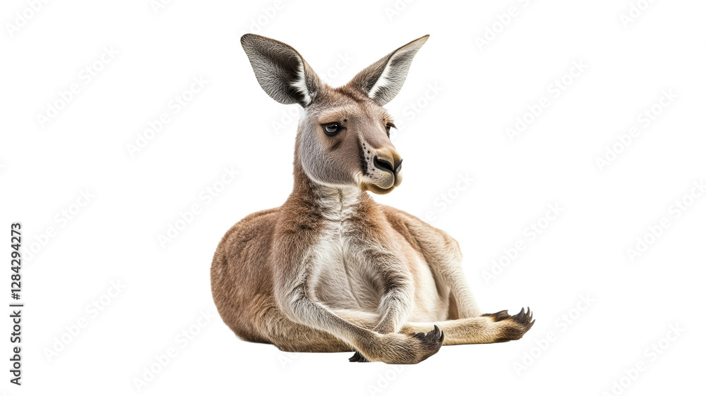 Kangaroo resting in a serene pose at midday Kangaroo resting in a serene pose at midday