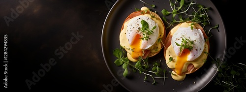 Egg benedict with salmon with a space for text