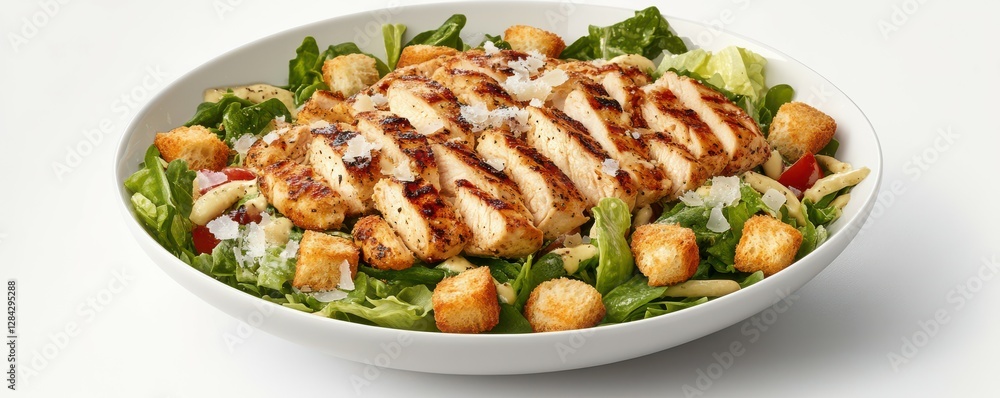 Grilled chicken caesar salad with fresh romaine and parmesan Grilled chicken caesar salad with fresh romaine and parmesan
