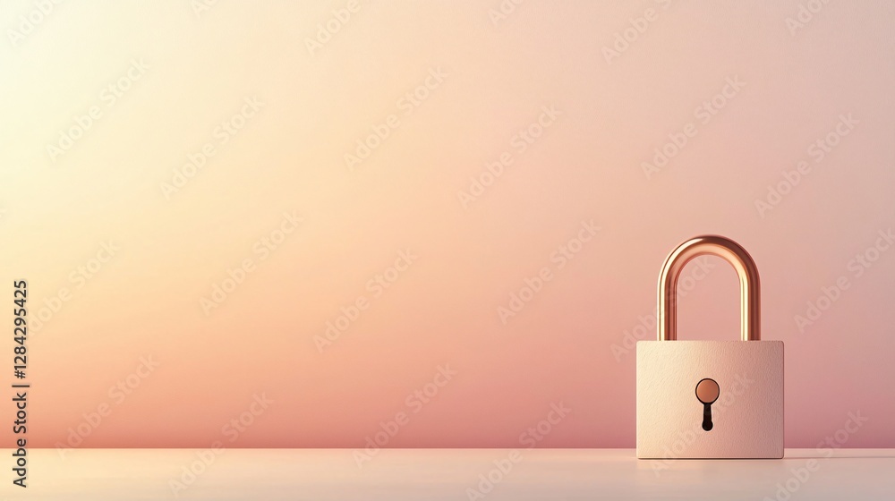 Fototapeta premium Unlocking Potential A Softly Glowing Aura Surrounding an Open Lock in a Minimalist Setting