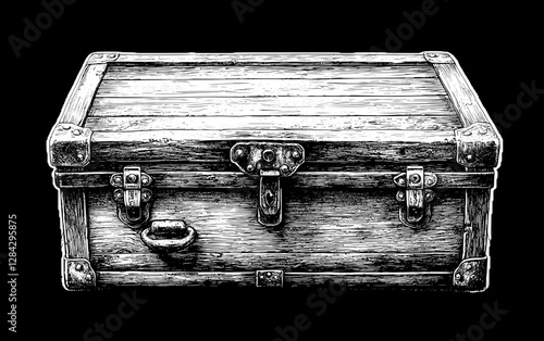 Vintage Wooden Trunk Illustration