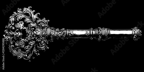 Ornate Silver Key, Detailed Design
