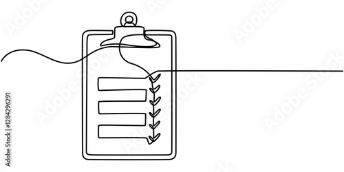 Continuous Line Drawing of Checklist Icon. Hand Drawn Symbol Vector Illustration, Continuous Line Drawing of Checklist Icon. Hand Drawn Symbol Vector Illustration, Continuous one line drawing of clip.