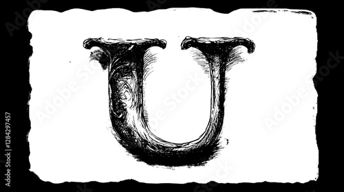 Intricate Hand Drawn Letter U