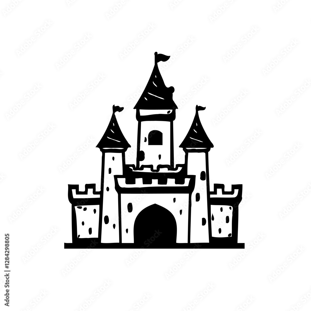 Obraz premium Whimsical Castle Illustration, Fairytale Fortress