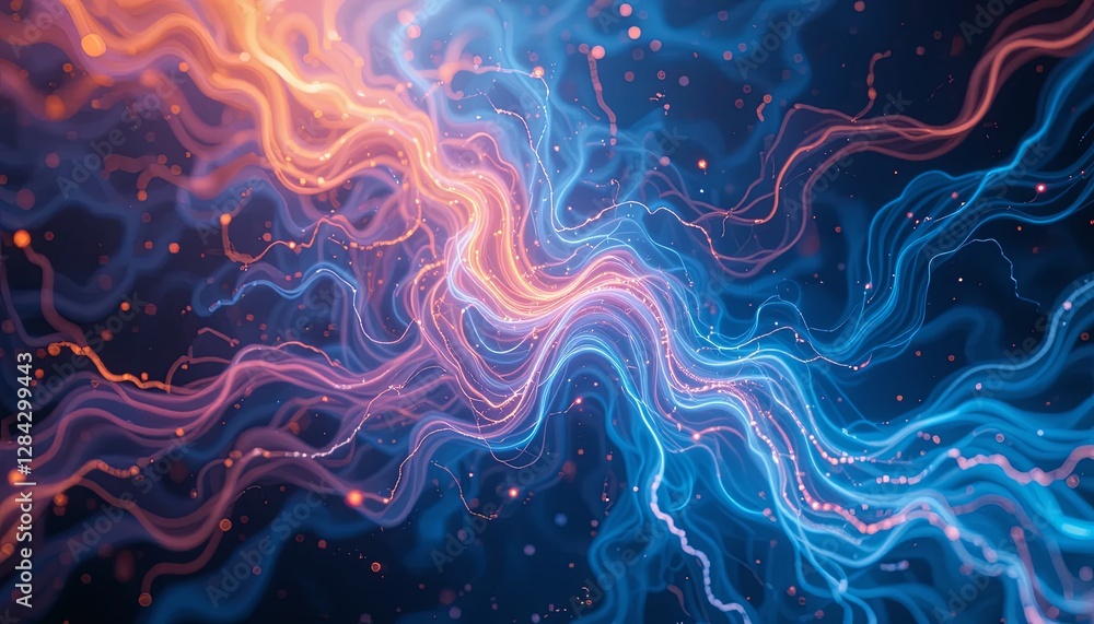 Dynamic electric flow abstract art digital design vibrant colors close-up energy concept