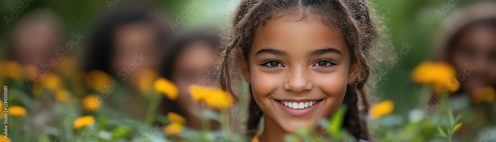 A group of smiling teenagers planting in a garden, enjoying community and nature A group of smiling teenagers planting in a garden, enjoying community and nature