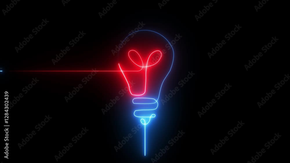Neon light digital bulb icon animation on black background.Energy idea, Electric neon bulb with charging icon. power supply source concept, glowing neon bulb icon animation. Neon light digital bulb icon animation on black background.Energy idea, Electric neon bulb with charging icon. power supply source concept, glowing neon bulb icon animation.