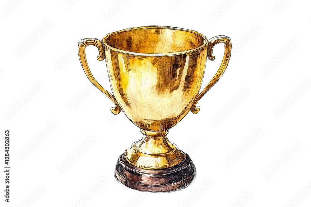 Golden trophy on display with elegant design Golden trophy on display with elegant design