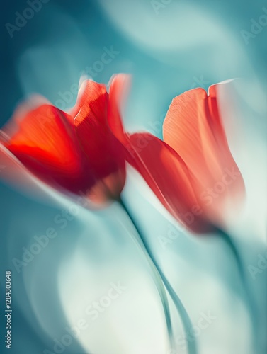 Wallpaper Mural Soft red tulips create dreamy atmosphere with gentle, blurred ba Torontodigital.ca
