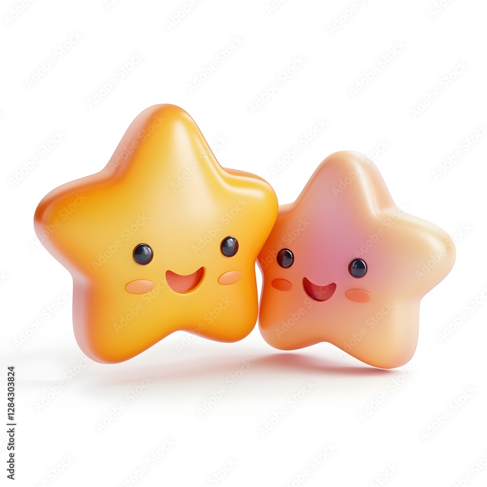 Cute 3D Cartoon Star Character with Speech Bubble on White Background Cute 3D Cartoon Star Character with Speech Bubble on White Background