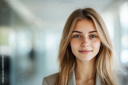 Wallpaper Mural Bright, confident young woman smiles warmly, showcasing natural Torontodigital.ca