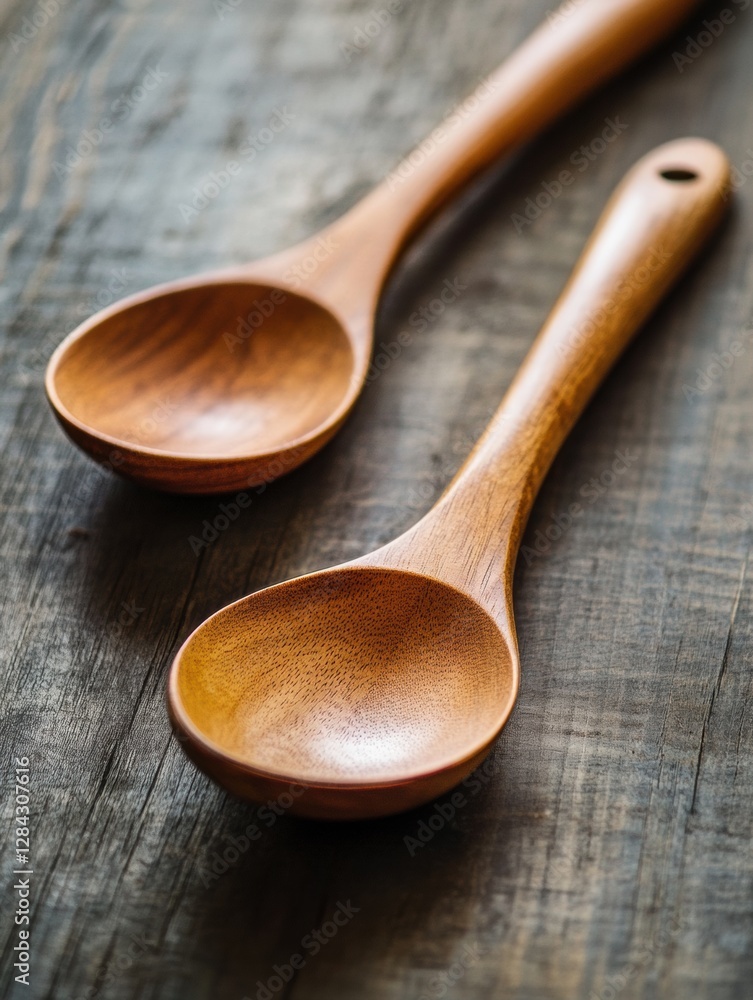 Handcrafted wooden spoons resting on a rustic wooden surface showcasing artisanal craftsmanship and natural wood grain. Generative AI Handcrafted wooden spoons resting on a rustic wooden surface showcasing artisanal craftsmanship and natural wood grain. Generative AI