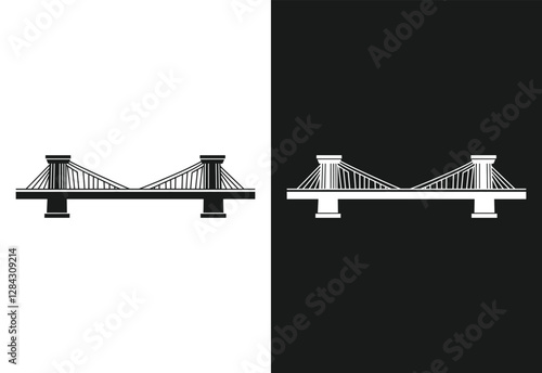 Minimalist Steel Bridge Icon in Flat Design vector illustration on white background.