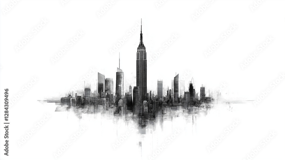 Cityscape Silhouette: A striking black and white silhouette of a modern cityscape, capturing the dynamic skyline. The image evokes a sense of urban sophistication and grandeur. Cityscape Silhouette: A striking black and white silhouette of a modern cityscape, capturing the dynamic skyline. The image evokes a sense of urban sophistication and grandeur.