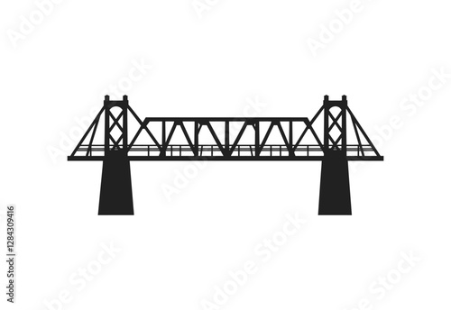 Minimalist Steel Bridge Icon in Flat Design vector illustration on white background.