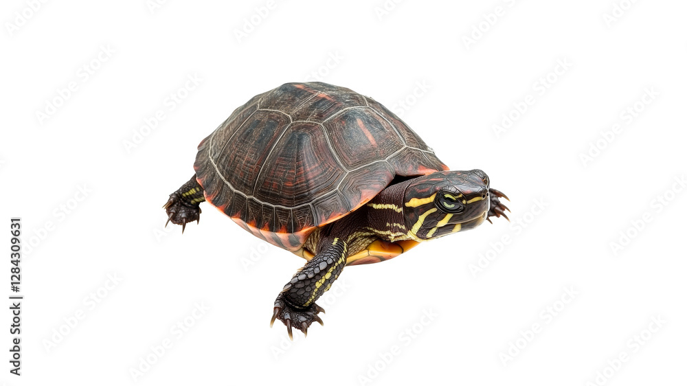 Turtle exploring a surface near water Turtle exploring a surface near water