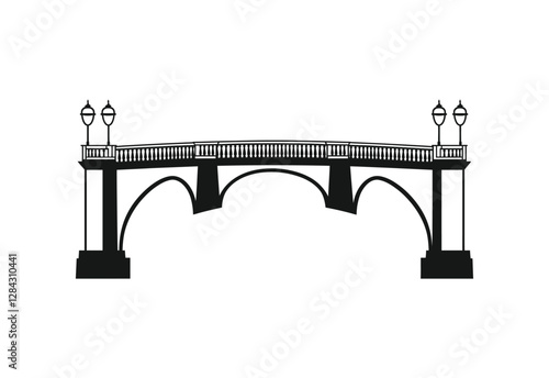 Minimalist Steel Bridge Icon in Flat Design vector illustration on white background.