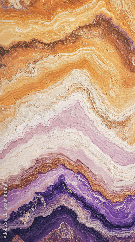 Close-up of a colorful agate stone with bands of orange, purple, and white, showcasing natural layers and intricate patterns, symbolizing nature's beauty and elegance. Close-up of a colorful agate stone with bands of orange, purple, and white, showcasing natural layers and intricate patterns, symbolizing nature's beauty and elegance.
