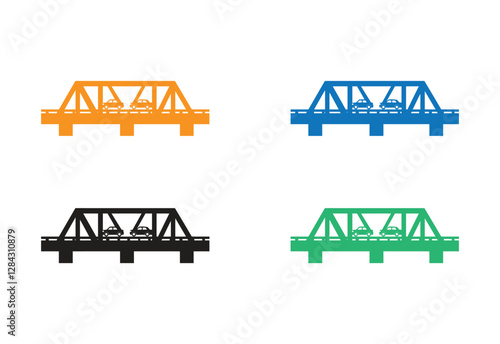Minimalist Steel Bridge Icon in Flat Design vector illustration on white background.