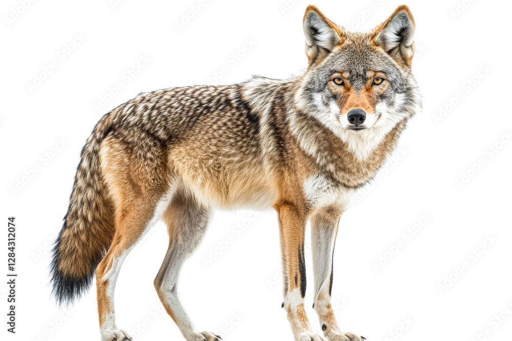Fototapeta premium Coyote on white background in bright light