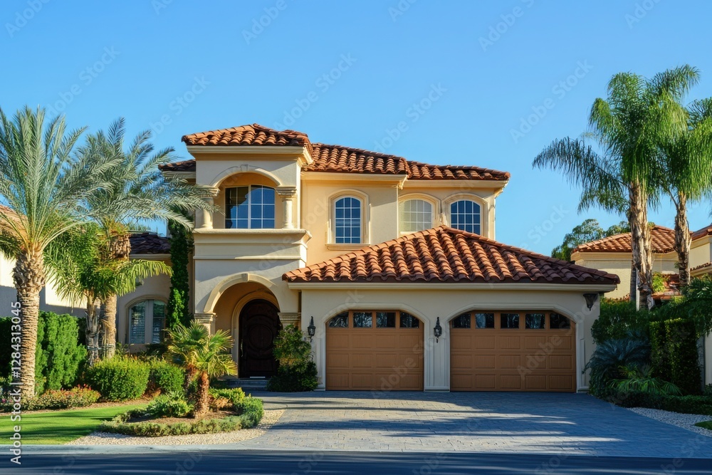 Fototapeta premium Luxury Mediterranean Villa Stunning Modern Home with Elegant Design