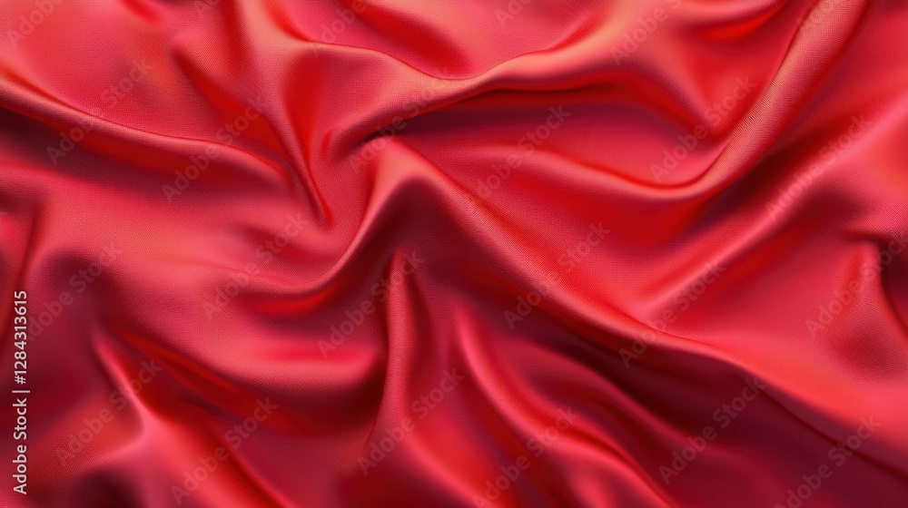 Luxurious red silk fabric with elegant waves and smooth texture Luxurious red silk fabric with elegant waves and smooth texture
