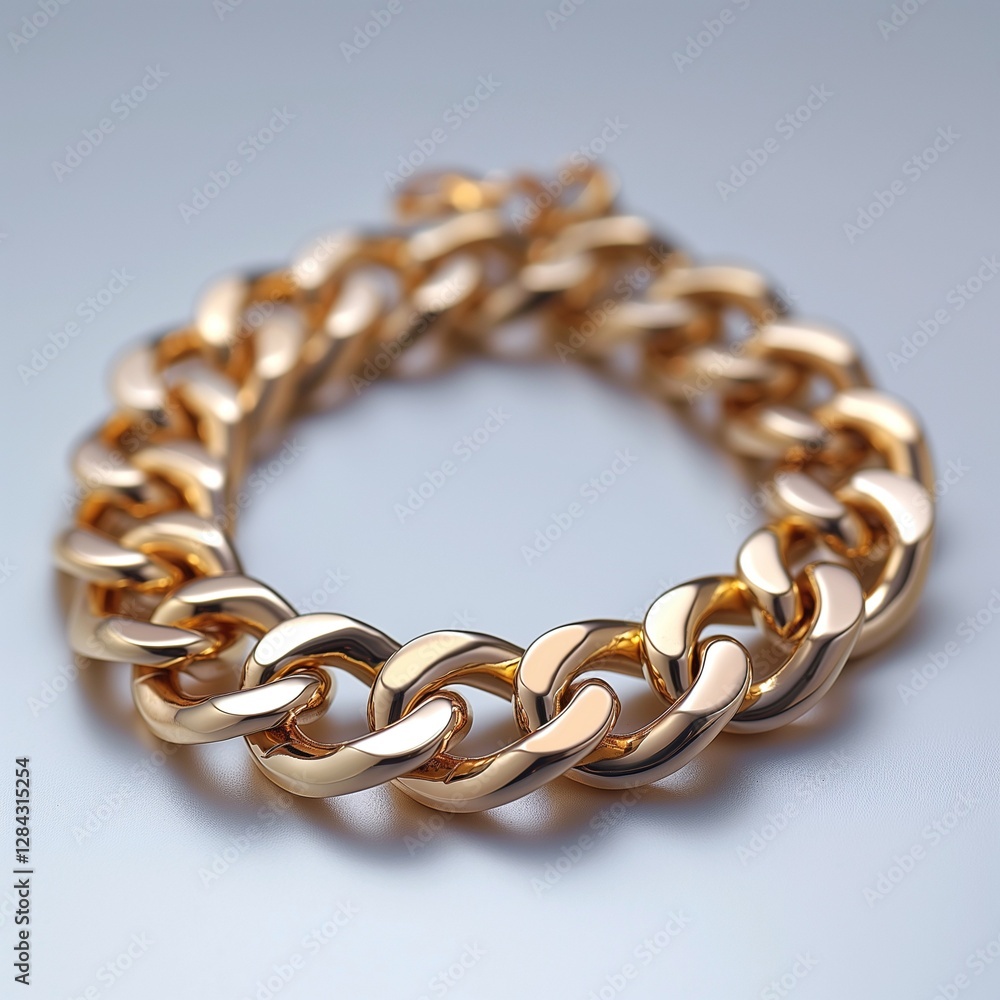 Obraz premium A stunning gold chain bracelet featuring thick, interlocking links, showcasing elegance and bold design.