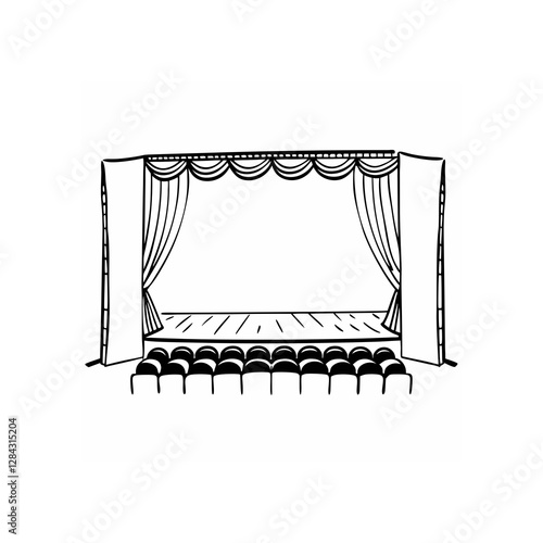 theater line art on white background 
