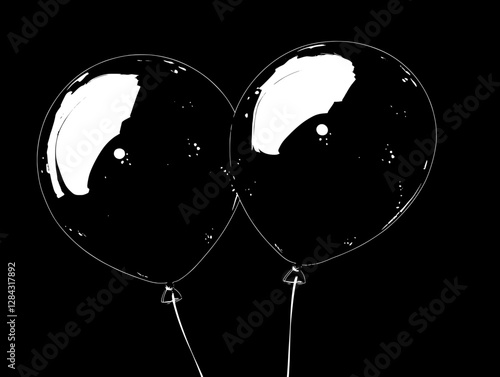 Two Glossy Black Balloons