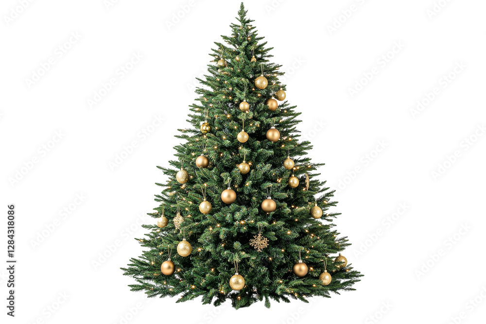Christmas tree decorated with golden ornaments Christmas tree decorated with golden ornaments