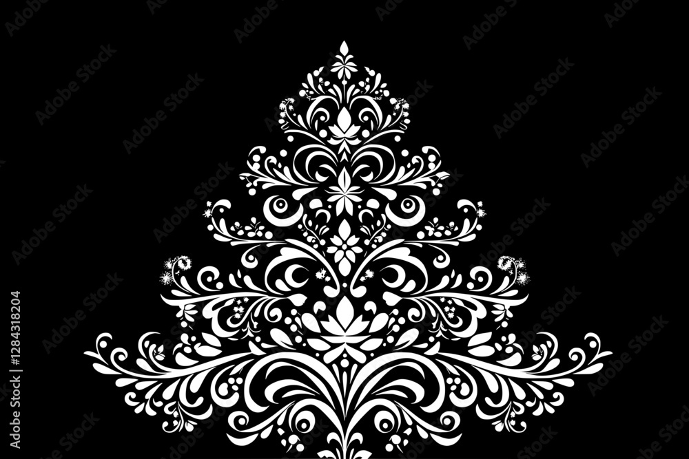Elegant Black and White Floral Christmas Tree Design Elegant Black and White Floral Christmas Tree Design