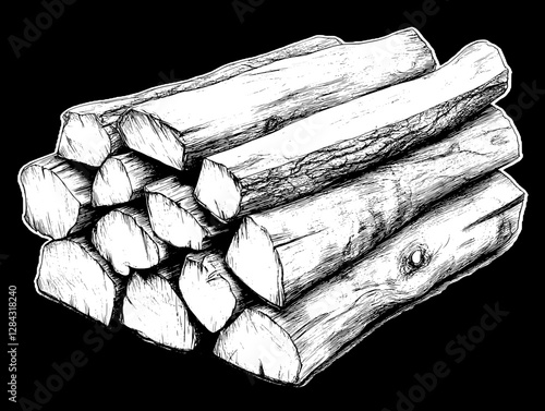 Stacked Firewood Illustration