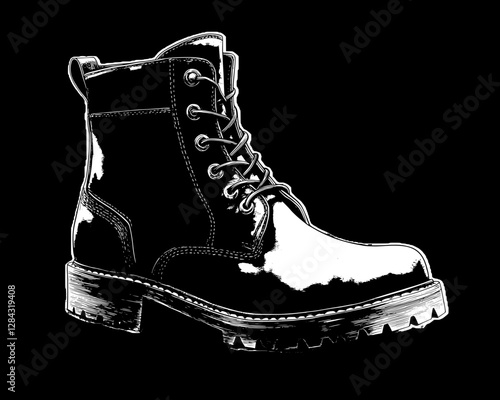 Stylish Black Leather Boots Illustration