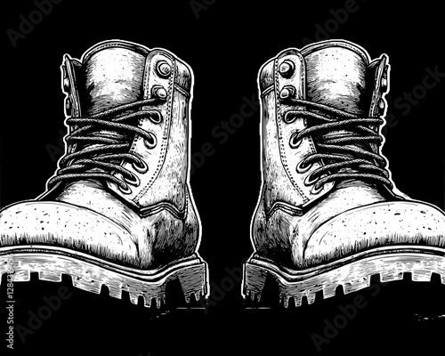 Vintage Hand-Drawn Work Boots Illustration