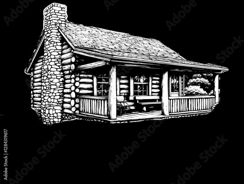 Charming Log Cabin with a Porch