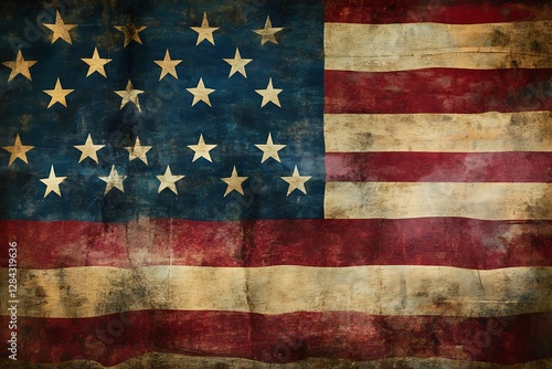 Distressed American Flag, 15 Stars