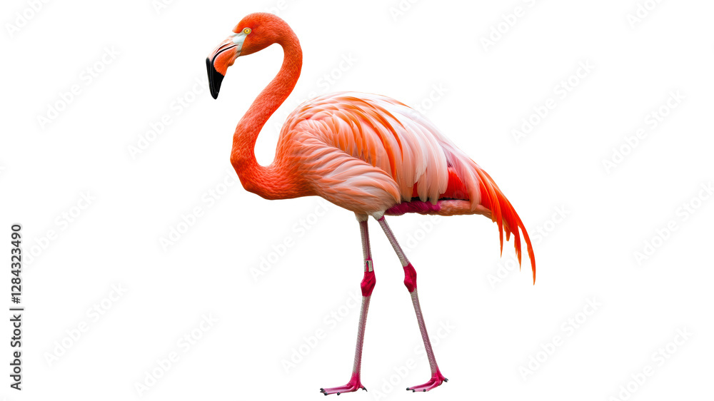 Naklejka premium Bright pink flamingo standing proudly on one leg