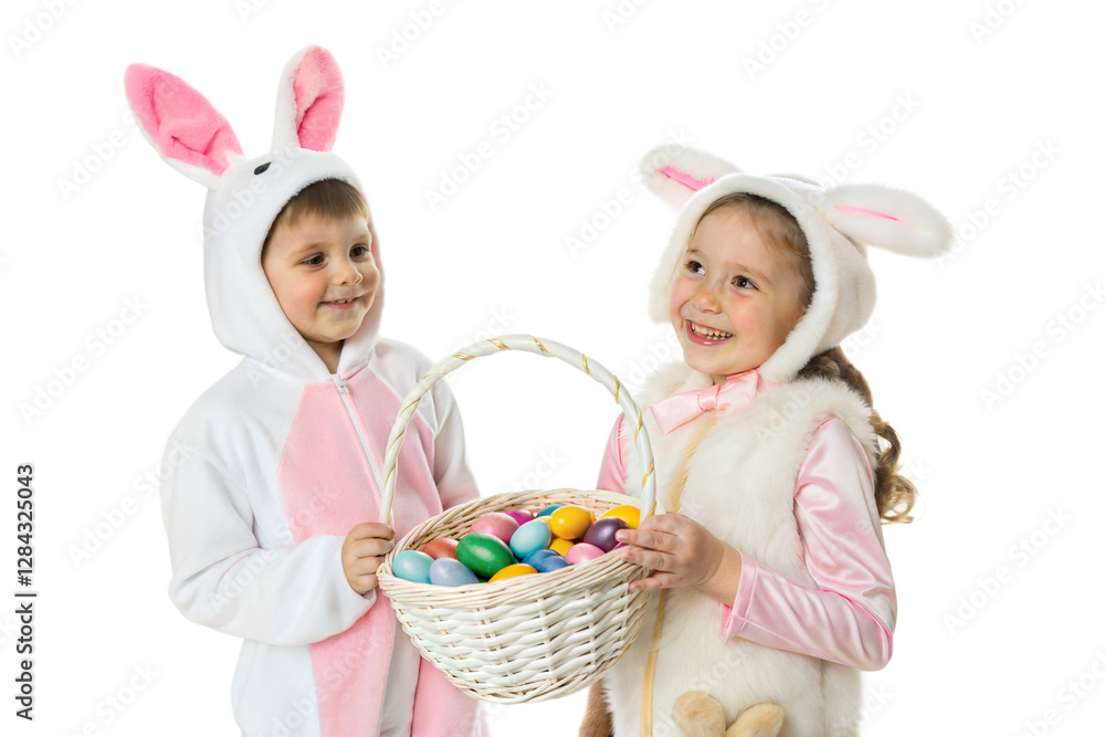 Adorable Easter kids in Bunnies costumes Adorable Easter kids in Bunnies costumes