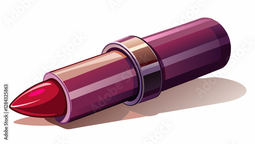 Open burgundy lipstick tube resting on a glossy white surface, with a faint swipe of color beside it, capturing the deep, rich hue of the shade