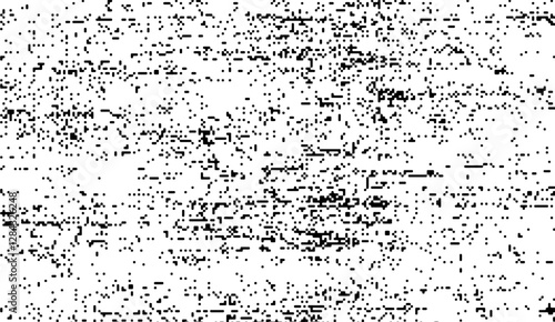 Abstract Binary Noise Texture, An intricate pattern of black pixels scattered across a white surface, evoking digital glitches and modern minimalist art with a raw digital aesthetic