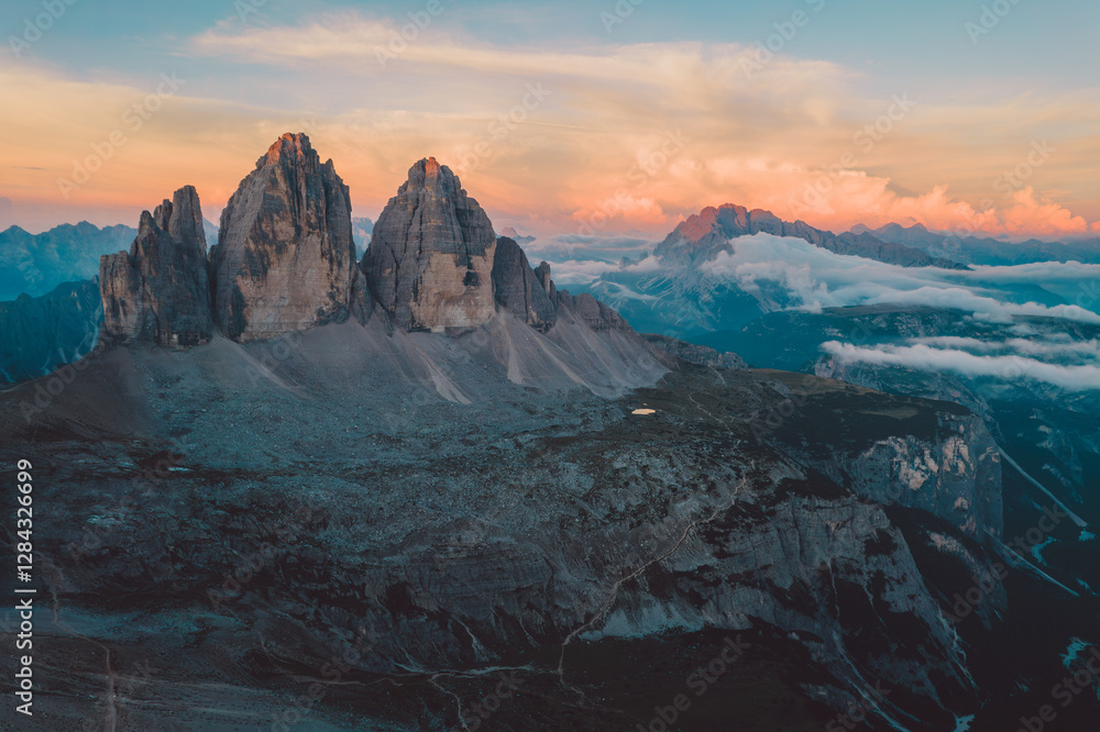 Naklejka premium High angle view of Dolomites mountains