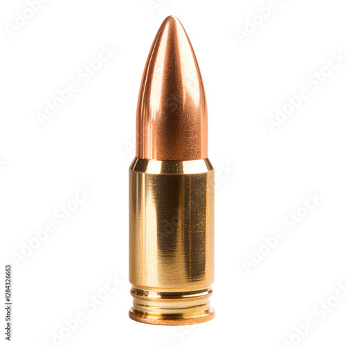 A brass bullet isolated on transparent background