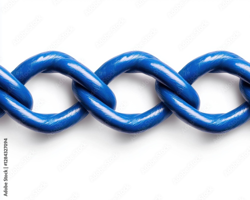 Obraz premium Close-up of a vibrant blue chain link, showcasing texture and color against a white background.