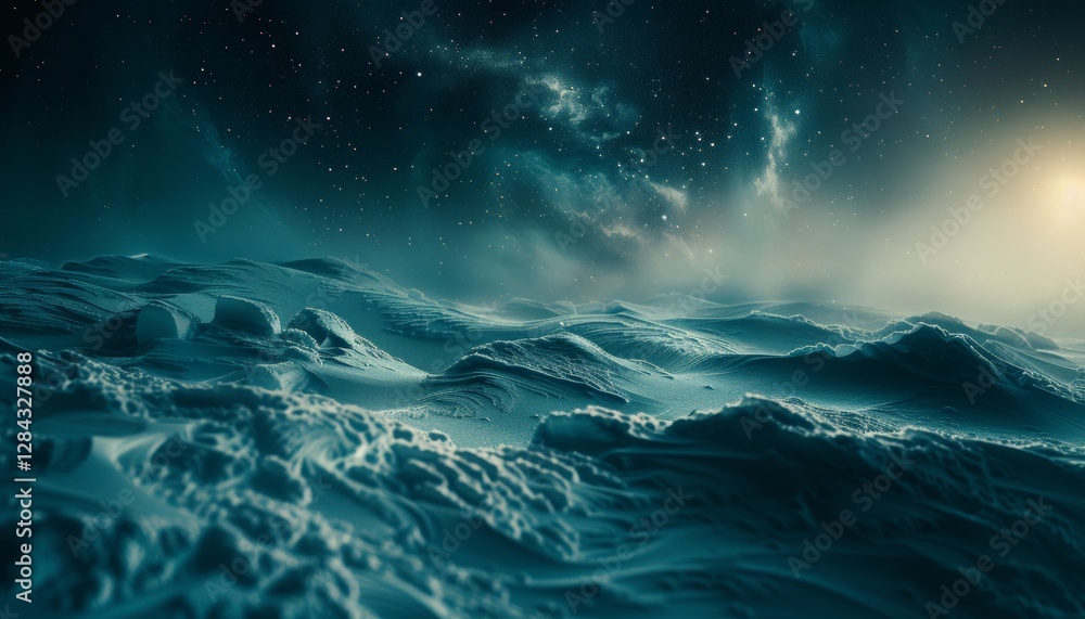 Fototapeta premium Stunning northern lights illuminating a pristine frozen landscape in majestic display